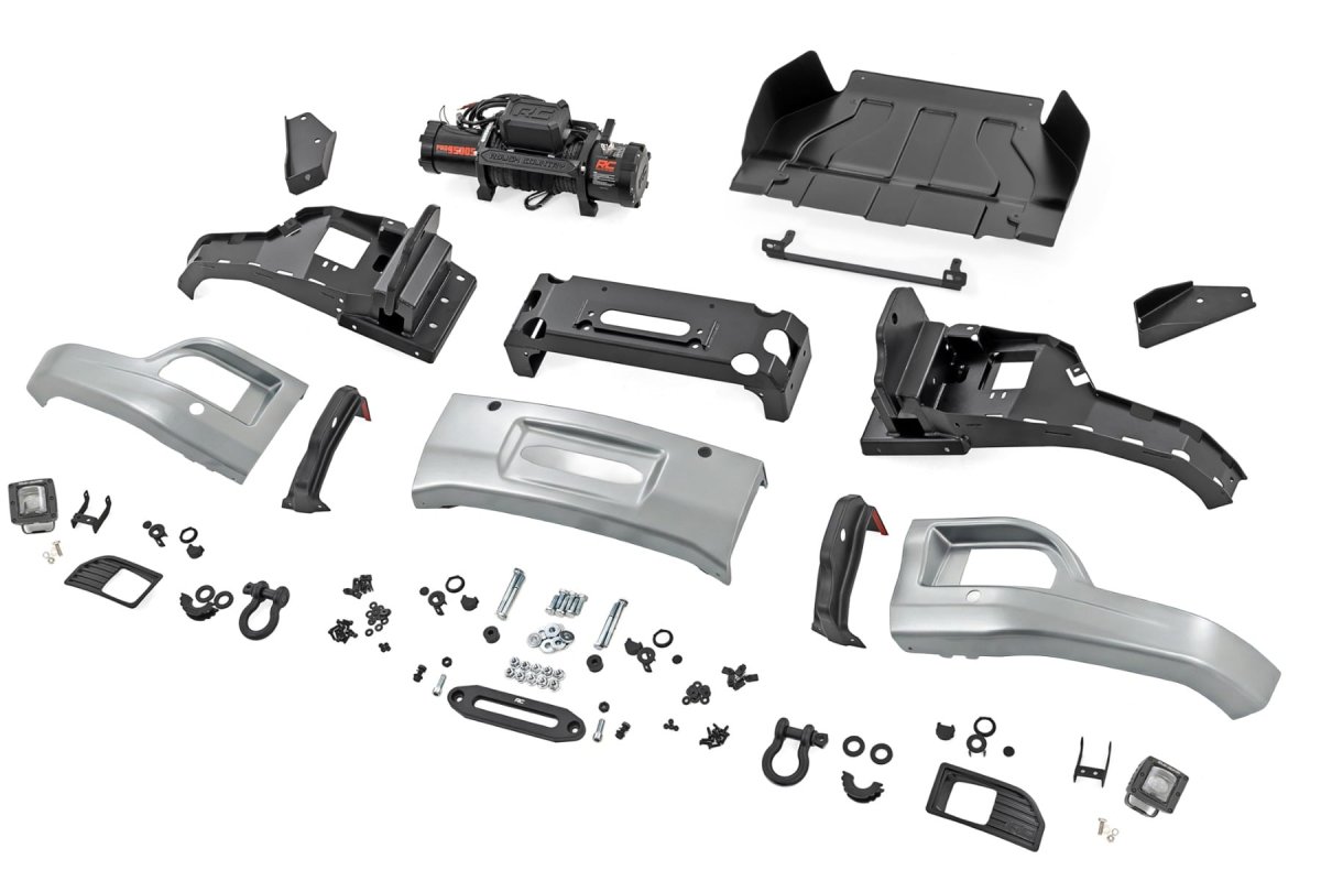 Chevrolet Silverado 1500 Bumper - Front - Rough Country - FXS - Silver Ice Metallic - '23-'26